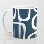Midcentury Modern Retro Loops in White and Navy Blue Coffee Mug Gallery Image 3