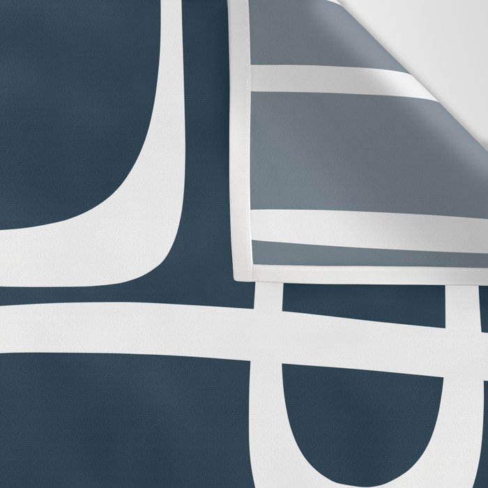 Midcentury Modern Retro Loops in White and Navy Blue Wall Tapestry Gallery Image 3