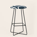 Midcentury Modern Retro Loops in White and Navy Blue Stool Gallery Image 1