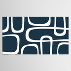 Midcentury Modern Retro Loops in White and Navy Blue Tablecloth Gallery Image 2