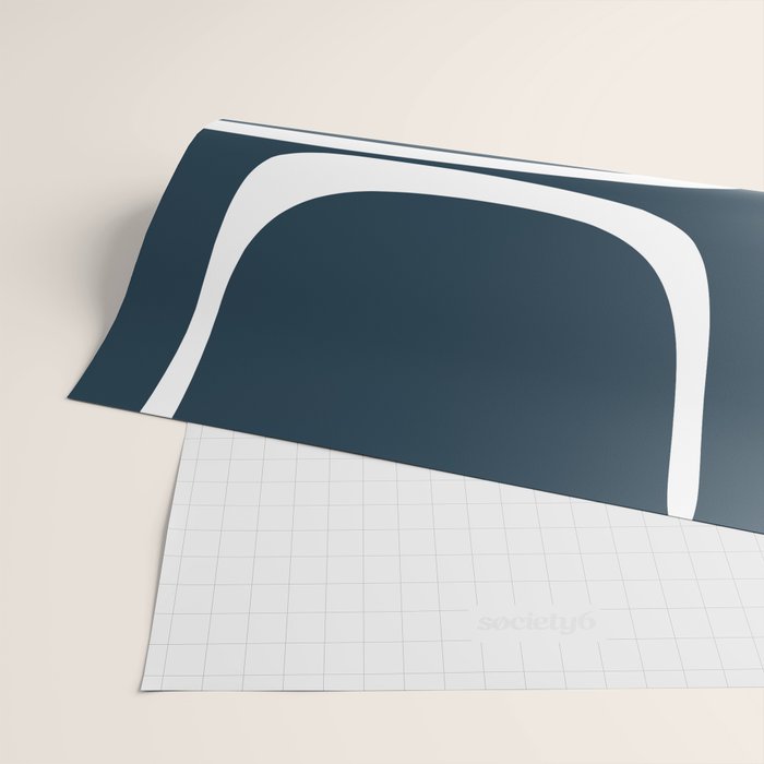 Midcentury Modern Retro Loops in White and Navy Blue Wrapping Paper Gallery Image 2