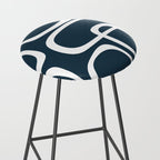 Midcentury Modern Retro Loops in White and Navy Blue Stool Gallery Image 2
