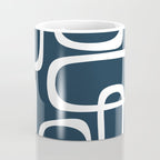 Midcentury Modern Retro Loops in White and Navy Blue Coffee Mug Gallery Image 4
