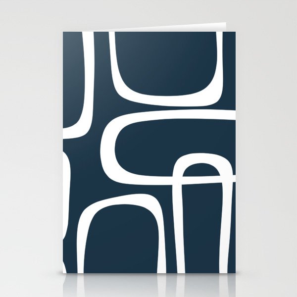 Midcentury Modern Retro Loops in White and Navy Blue Stationery Card Gallery Image 2