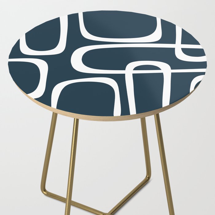 Midcentury Modern Retro Loops in White and Navy Blue Side Table Gallery Image 2
