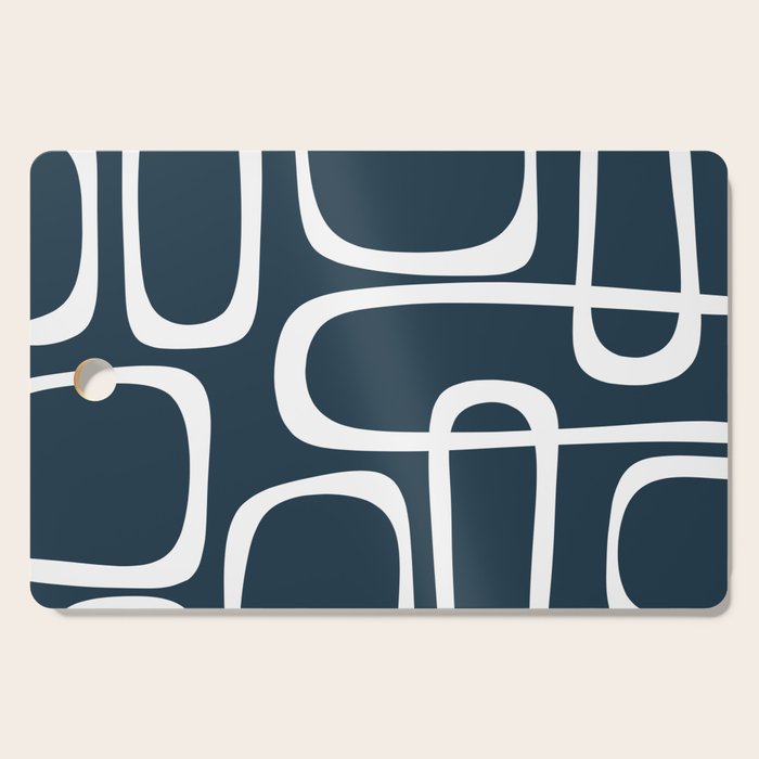 Midcentury Modern Retro Loops in White and Navy Blue Cutting Board Gallery Image 1