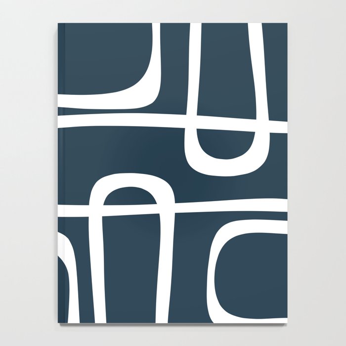 Midcentury Modern Retro Loops in White and Navy Blue Notebook Gallery Image 4