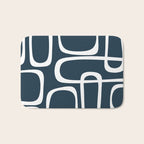 Midcentury Modern Retro Loops in White and Navy Blue Bath Mat Gallery Image 1