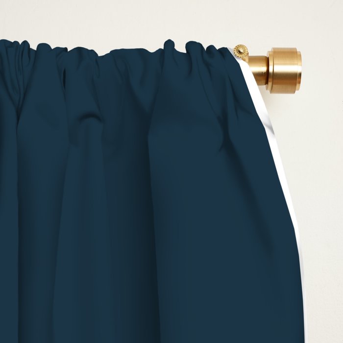 Midcentury Modern Retro Loops in White and Navy Blue Window Curtain Gallery Image 2