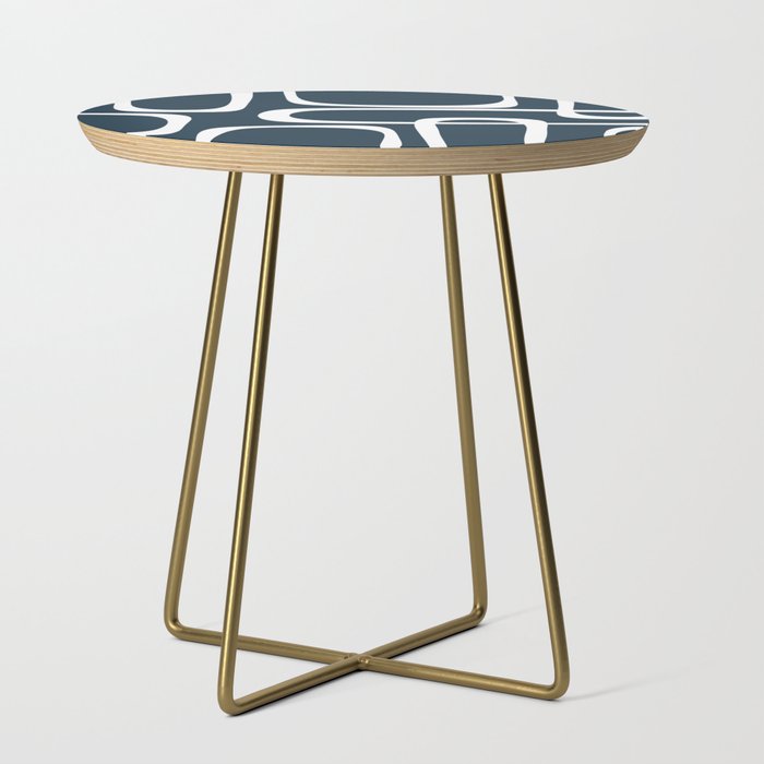 Midcentury Modern Retro Loops in White and Navy Blue Side Table Gallery Image 1