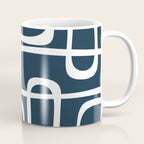 Midcentury Modern Retro Loops in White and Navy Blue Coffee Mug Gallery Image 1