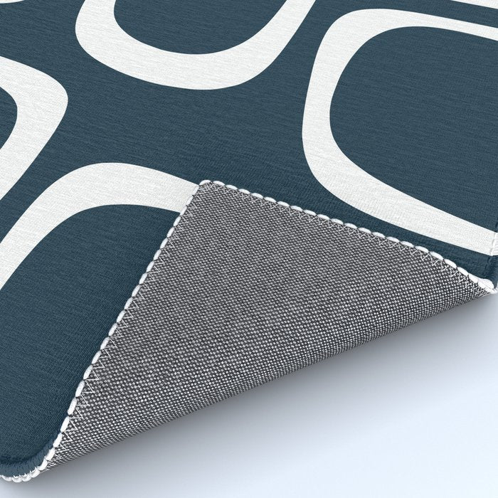 Midcentury Modern Retro Loops in White and Navy Blue Rug Gallery Image 4