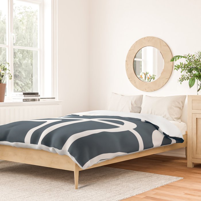 Midcentury Modern Retro Loops in White and Navy Blue Duvet Cover Gallery Image 2
