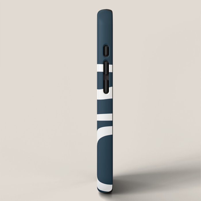 Midcentury Modern Retro Loops in White and Navy Blue iPhone Case Gallery Image 2