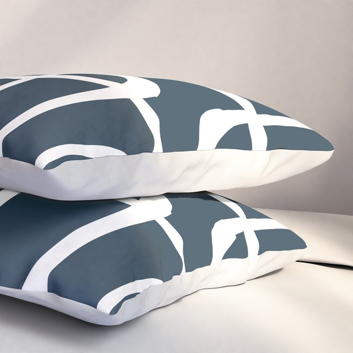 Midcentury Modern Retro Loops in White and Navy Blue Pillow Sham Gallery Image 3