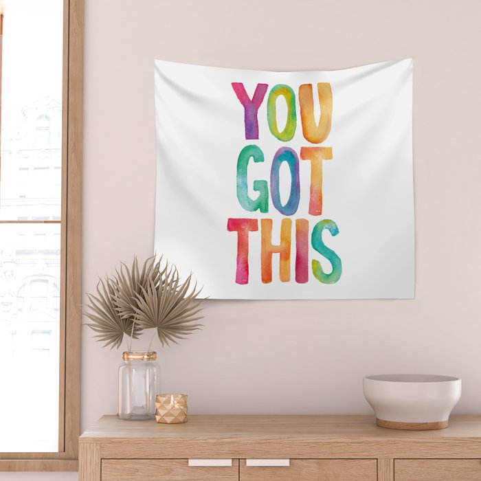 You Got This Rainbow Watercolor Wall Tapestry Gallery Image 2