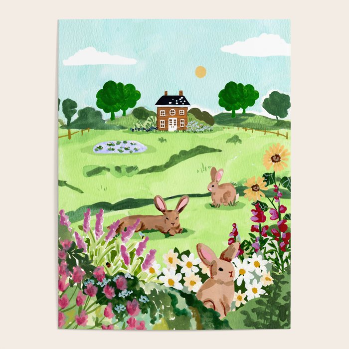 Bunnies in a Field Poster Gallery Image 4