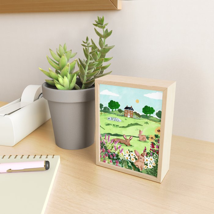 Bunnies in a Field Mini Art Print Gallery Image 2
