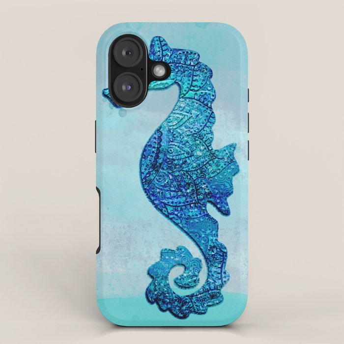 Blue Seahorse Couple Underwater iPhone Case Gallery Image 1