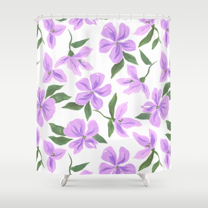 Lilac gouache flowers Shower Curtain Gallery Image 1