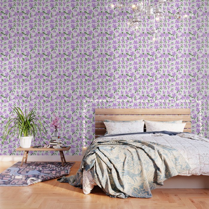 Lilac gouache flowers Wallpaper Gallery Image 3
