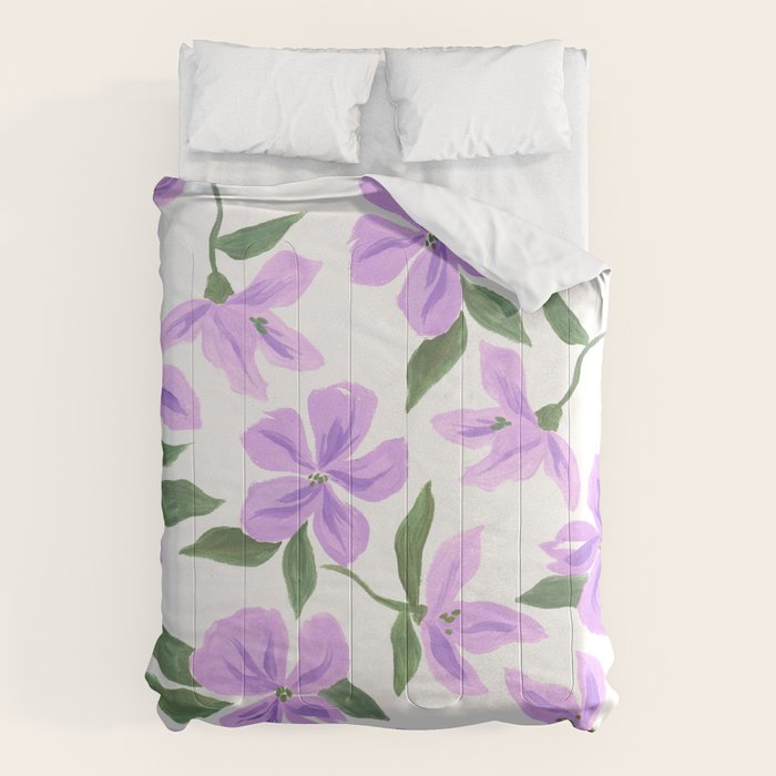 Lilac gouache flowers Comforter Gallery Image 1