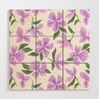Lilac gouache flowers Wood Wall Art Gallery Image 1