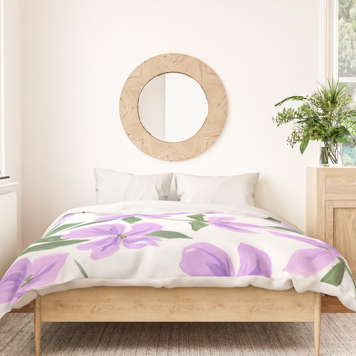 Lilac gouache flowers Duvet Cover Gallery Image 3