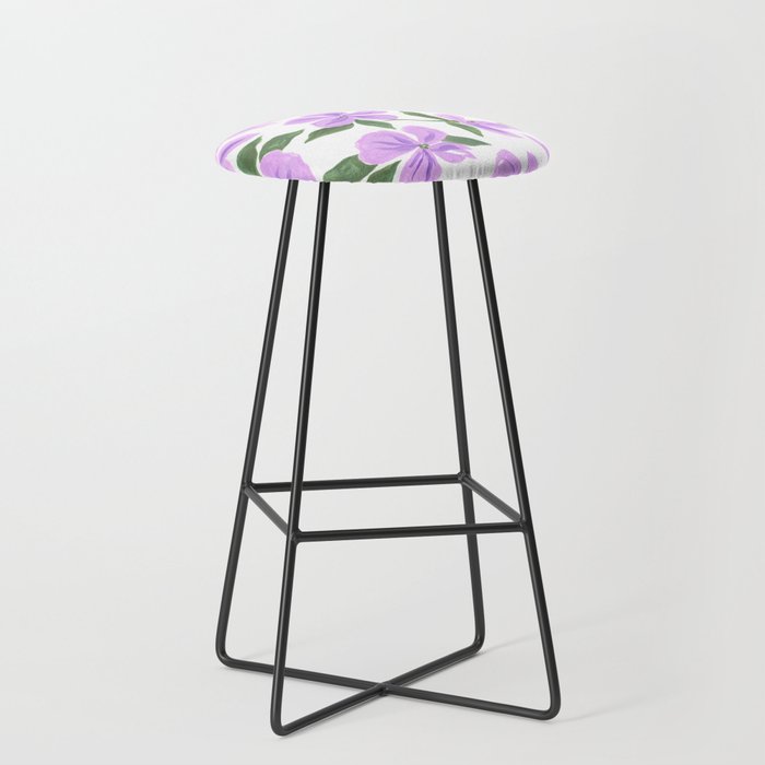 Lilac gouache flowers Stool Gallery Image 1