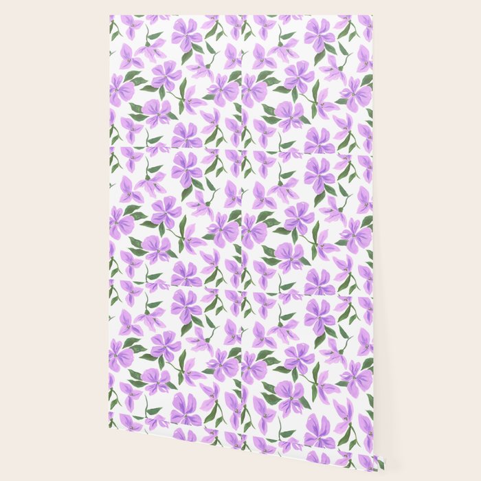Lilac gouache flowers Wallpaper Gallery Image 2