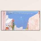Santorini Greece Mamma Mia Pink Street Desk Mat Gallery Image 3