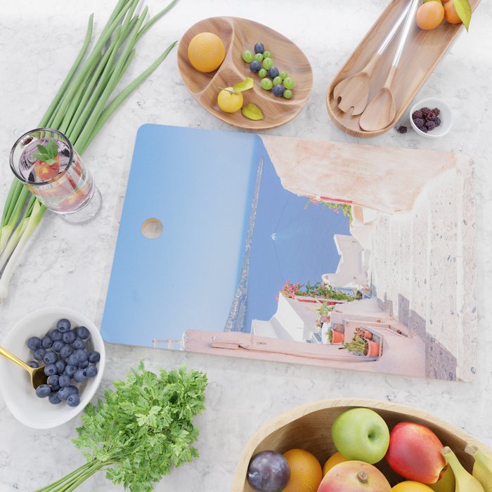 Santorini Greece Mamma Mia Pink Street Cutting Board Gallery Image 2