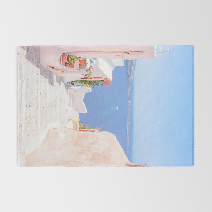 Santorini Greece Mamma Mia Pink Street Rug Gallery Image 2