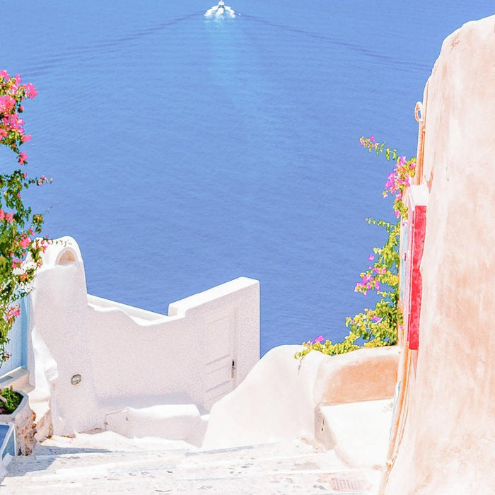 Santorini Greece Mamma Mia Pink Street Coffee Mug Gallery Image 2