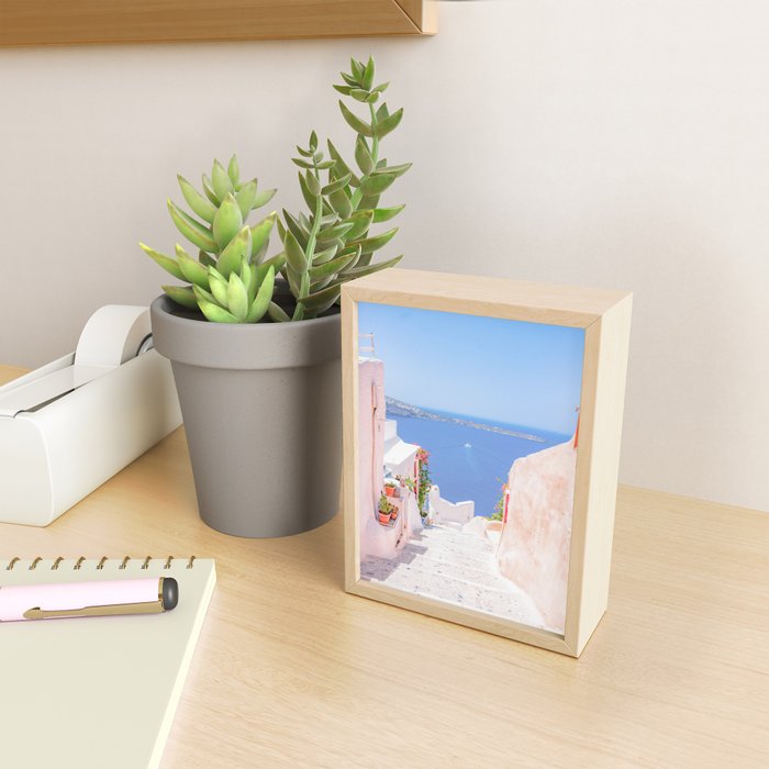 Santorini Greece Mamma Mia Pink Street Mini Art Print Gallery Image 2