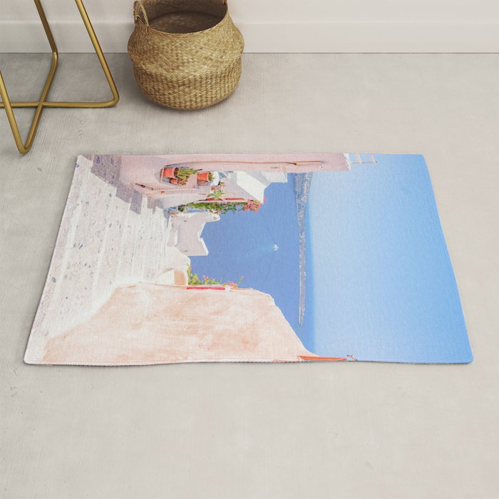 Santorini Greece Mamma Mia Pink Street Rug Gallery Image 1