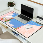 Santorini Greece Mamma Mia Pink Street Desk Mat Gallery Image 2