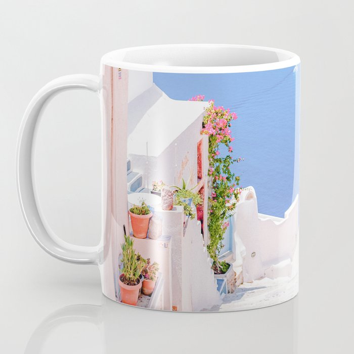 Santorini Greece Mamma Mia Pink Street Coffee Mug Gallery Image 3