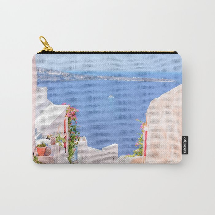 Santorini Greece Mamma Mia Pink Street Carry All Pouch Gallery Image 1
