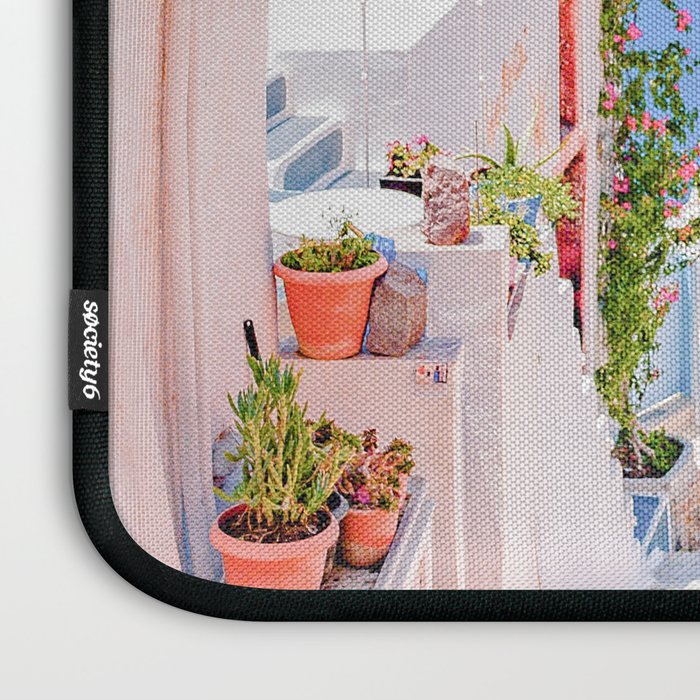 Santorini Greece Mamma Mia Pink Street Laptop Sleeve Gallery Image 3