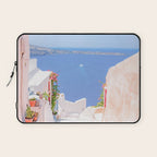 Santorini Greece Mamma Mia Pink Street Laptop Sleeve Gallery Image 1