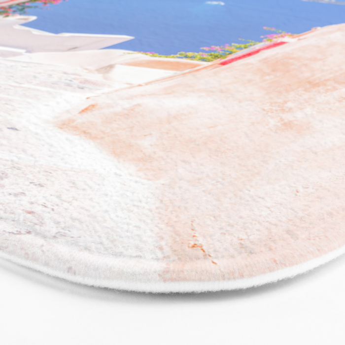 Santorini Greece Mamma Mia Pink Street Bath Mat Gallery Image 3