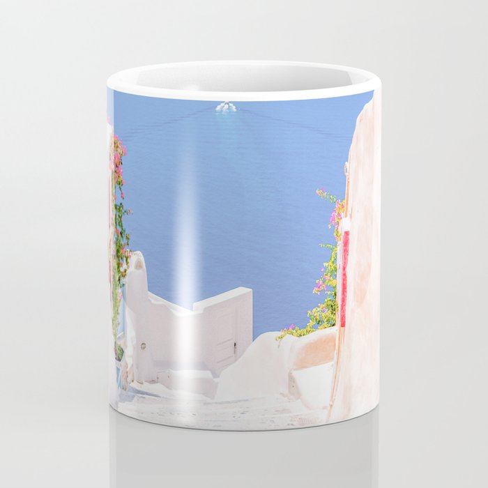 Santorini Greece Mamma Mia Pink Street Coffee Mug Gallery Image 4
