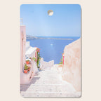 Santorini Greece Mamma Mia Pink Street Cutting Board Gallery Image 1