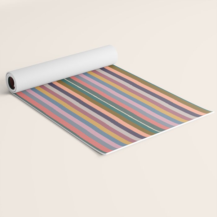 Muted Color Stripes of Joy Yoga Mat Gallery Image 2
