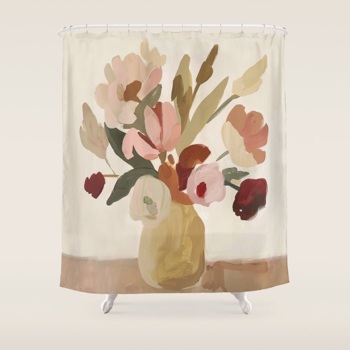 Soft Floral Still Life Shower Curtain Gallery Image 1