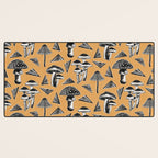 Block-print Mushrooms - ochre Desk Mat Gallery Image 3