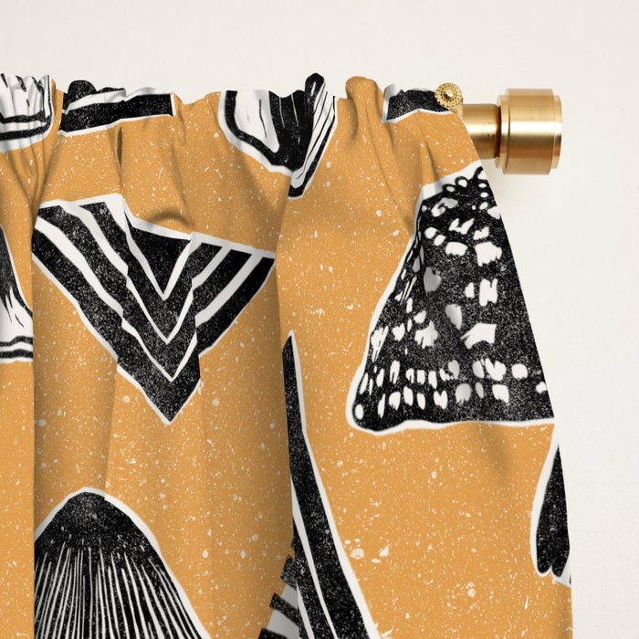 Block-print Mushrooms - ochre Window Curtain Gallery Image 2