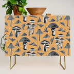 Block-print Mushrooms - ochre Credenza Gallery Image 1