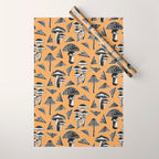 Block-print Mushrooms - ochre Wrapping Paper Gallery Image 1